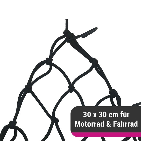 D&W elastisches Gepäcknetz für Motorrad oder Fahrrad 30 x 30 cm